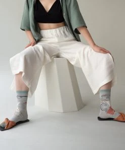 Bonne Maison Motivsocken - Celadon Landslide