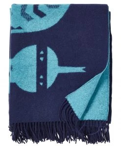 Donna Wilson Snake, Türkis-blaue Kuscheldecke Mit Schlangenmotiv SALE